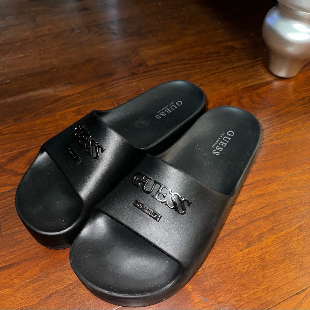 Guess Black Platform Slides